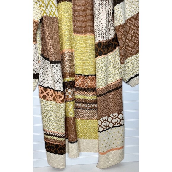 Black Tape Cardigan Womens Size Small Patchwork Open Front Duster Multicolor - Picture 3 of 14